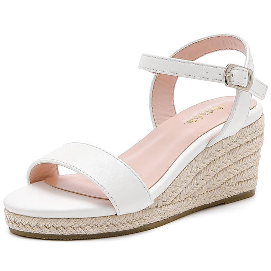 Motasha Girls Wedge Sandals Platform Sandals Open Toe Girls Heels Espadrilles Ankle Strap Girls Dressy Sandals Summer Wedding Cute Wedges Big Little Kids (M7901 White 5) Best YouTube Store