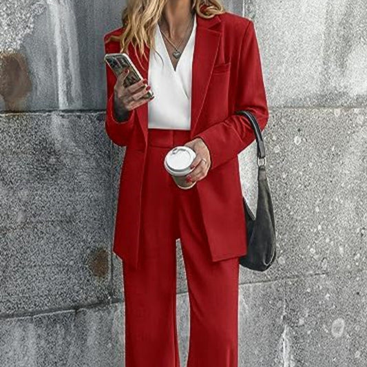 Women's Fashion Casual Solid Color Coat Trousers Suit LadyShow.Store