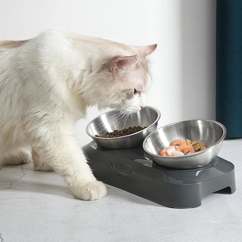 Easy To Clean Stainless Steel Cat Bowl Dog Food And Water Bowls With Stand Metal Cats Dogs Double Single Pet Feeding Feeder Bowl Pets Fashion