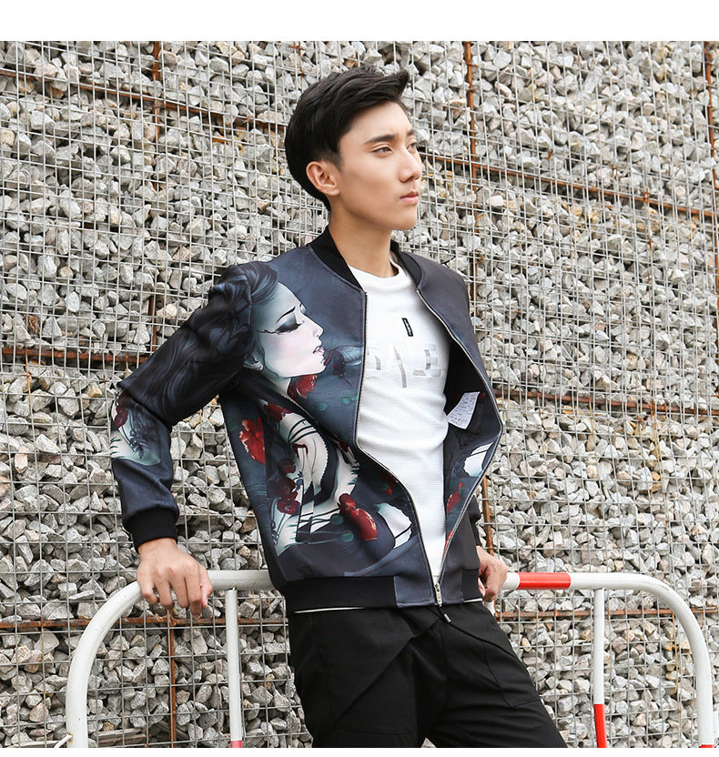 Men's Digital Print Baseball Jacket and Hoodie Outerwear Pi-Mart
