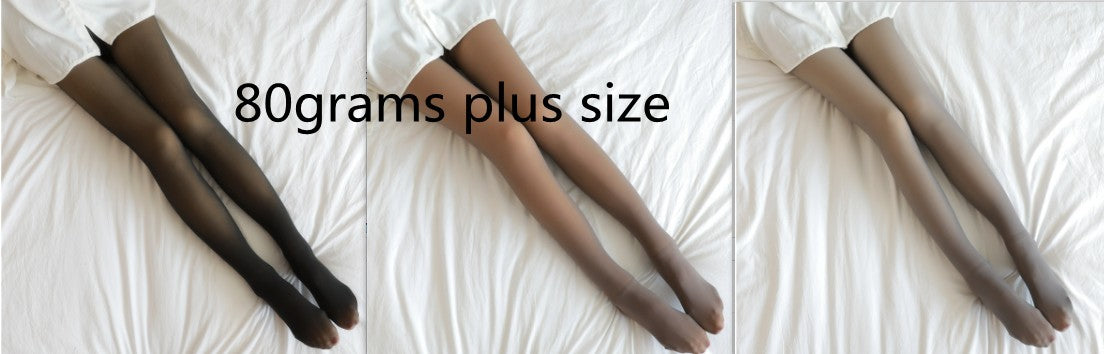 Fake Translucent Plus Size Leggings Fleece Lined Tights Fall And Winter Warm Fleece Pantyhose Women Fleece Lined Pantyhose Thermal Winter Tights NorixaFashion.com