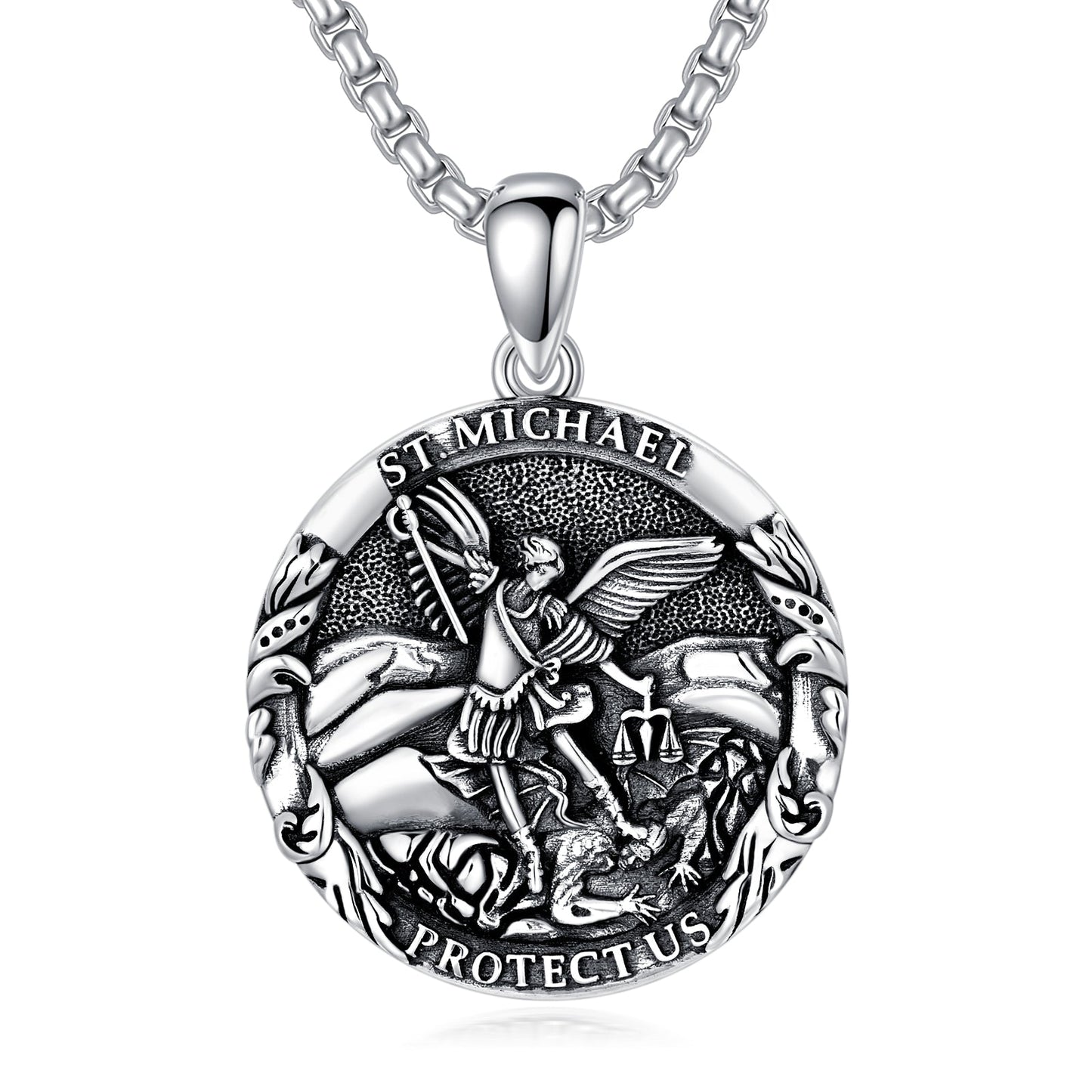 Saint Michael Medal Pendant Necklace The Archangel Catholic Medallions Amulet LadyShow.Store