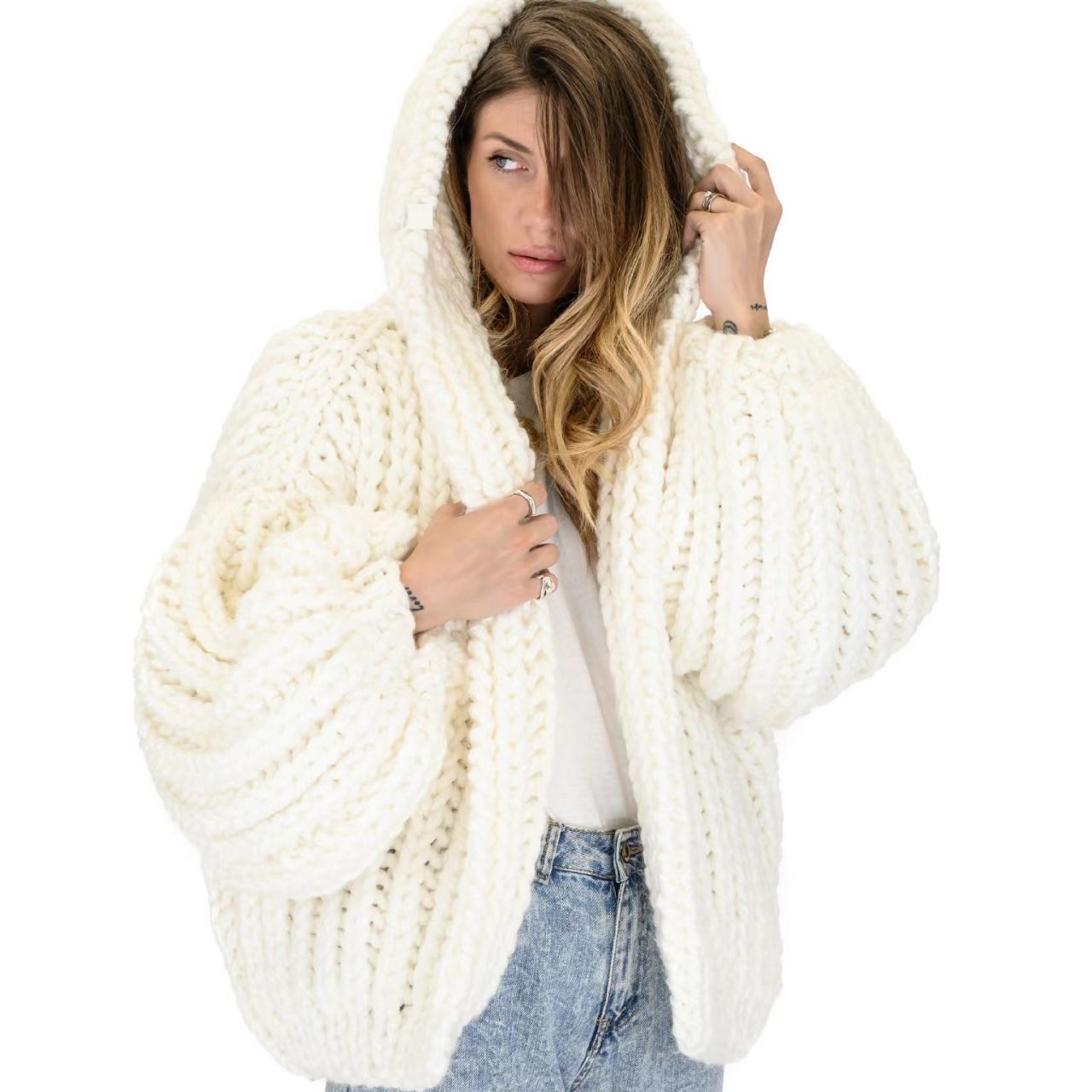 Women's Loose And Lazy Style Hooded Cardigan Sweater Best YouTube Store