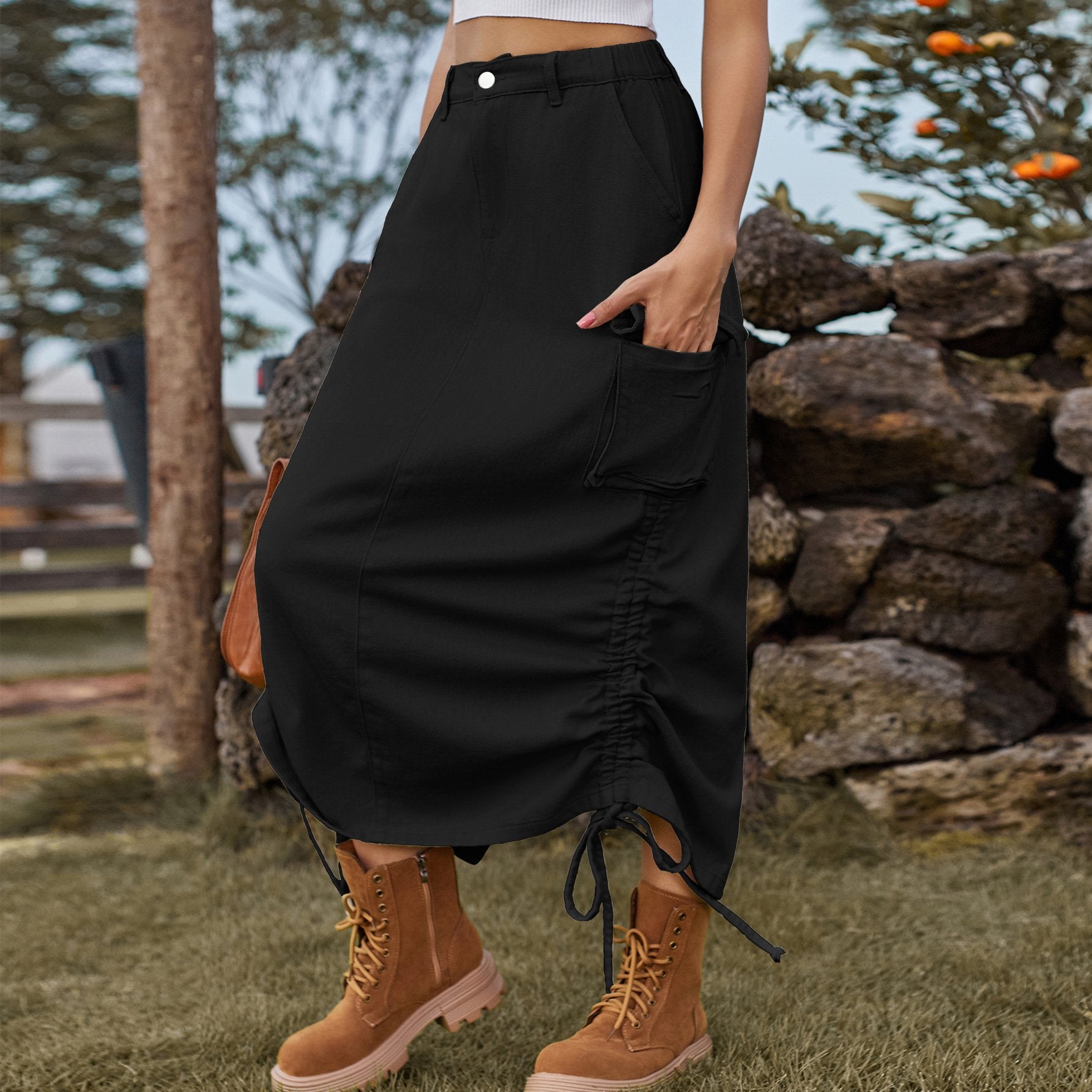 American Denim Casual Midi Skirt Pi-Mart