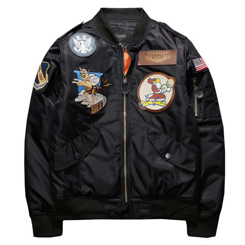 Embroidered Pilot Jacket with Badges - Hip Hop Couples’ Wear Pi-Mart