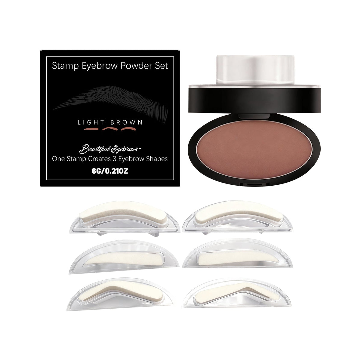 Three Dimensional Natural Filling Eyebrow Shape Eyebrow Makeup Smooth Texture Easy To Use Waterproof Seal Eyebrow Powder Set Light Brown 6g 1 Box Tri Light Beauty