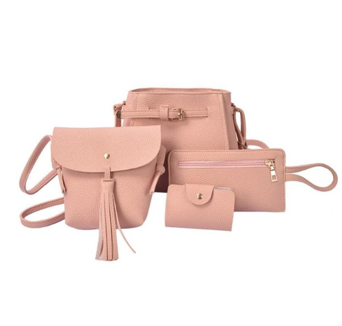 Vintage Lychee Pattern Four-Piece Mother-Daughter Bag Set Pi-Mart