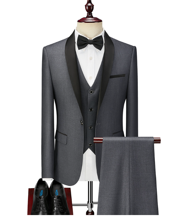 Men's Slim Fit Black Suit Jacket for Business and Weddings Pi-Mart