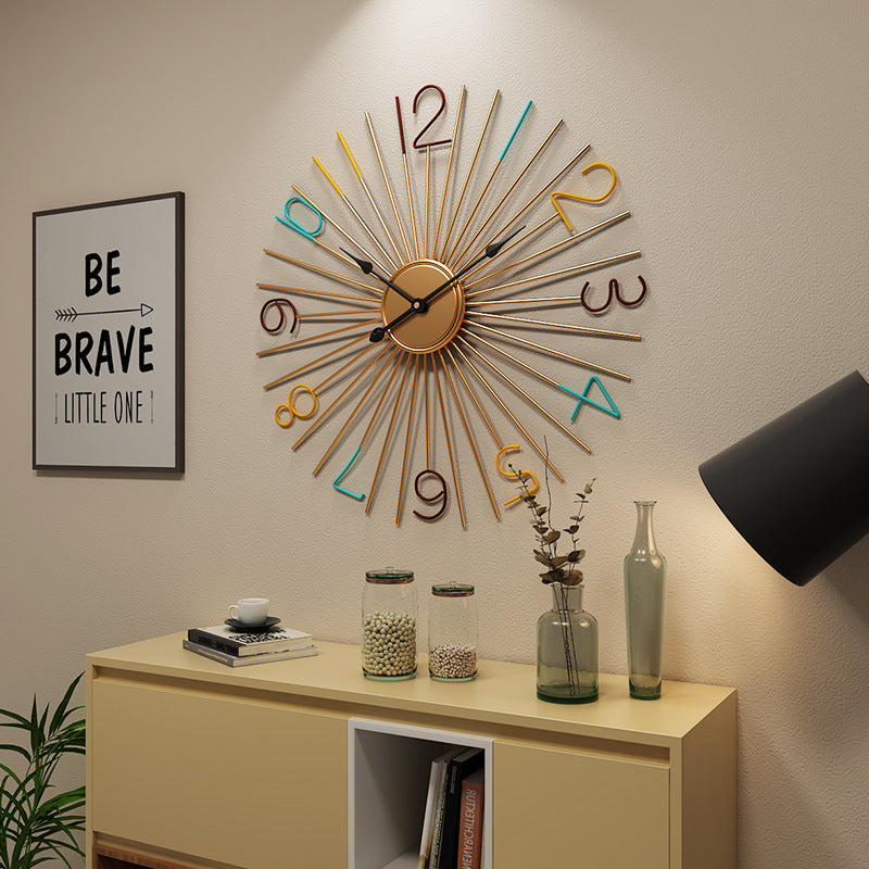Fashion Silent Metal Wall Clock Creative Living Room PearlNestDecor.com