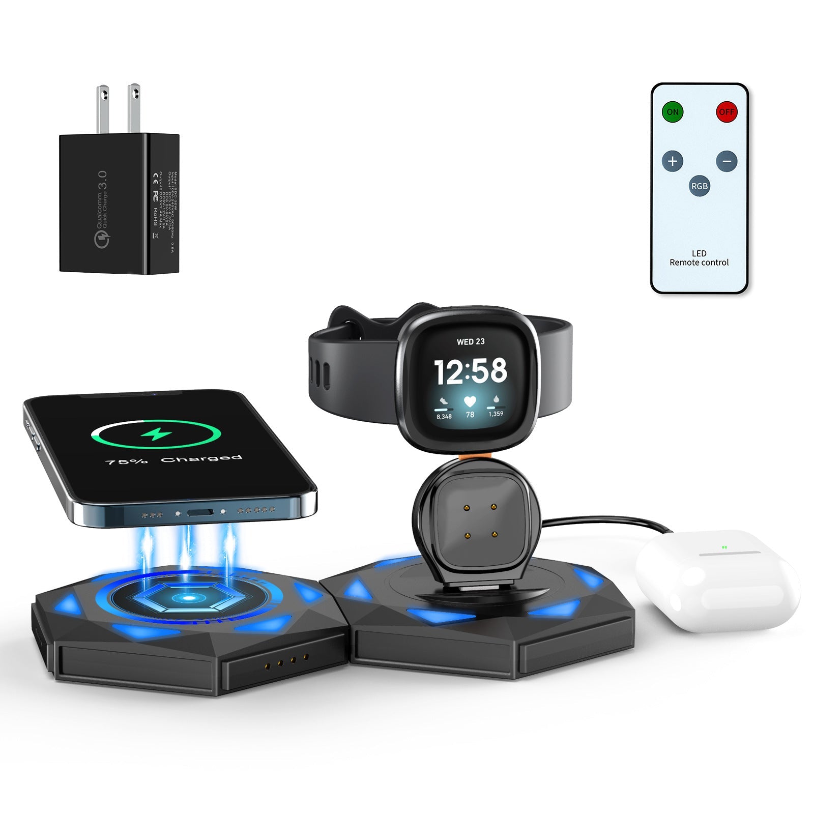Fit for Apple 3-in-1 wireless charger fitbit versa3/sense watch wireless charger LuxuryLifeWay Online Store