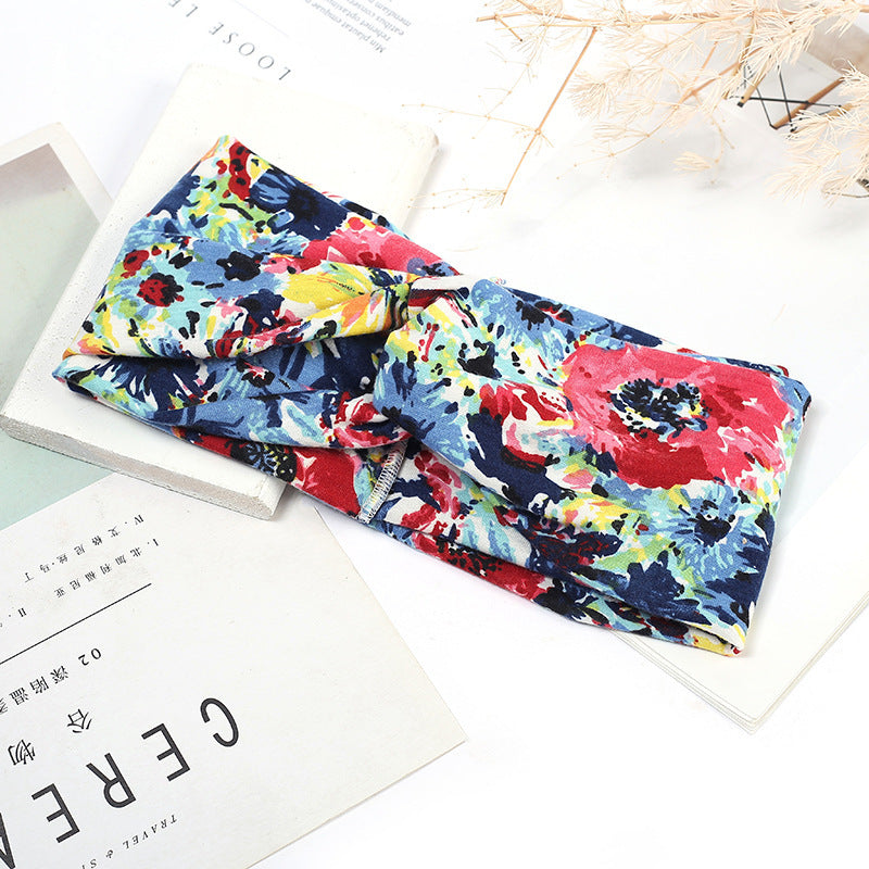 Sweat-absorbent And Anti-perspirant Bundled Headband With Wide-brimmed Print Headband LadyShow.Store