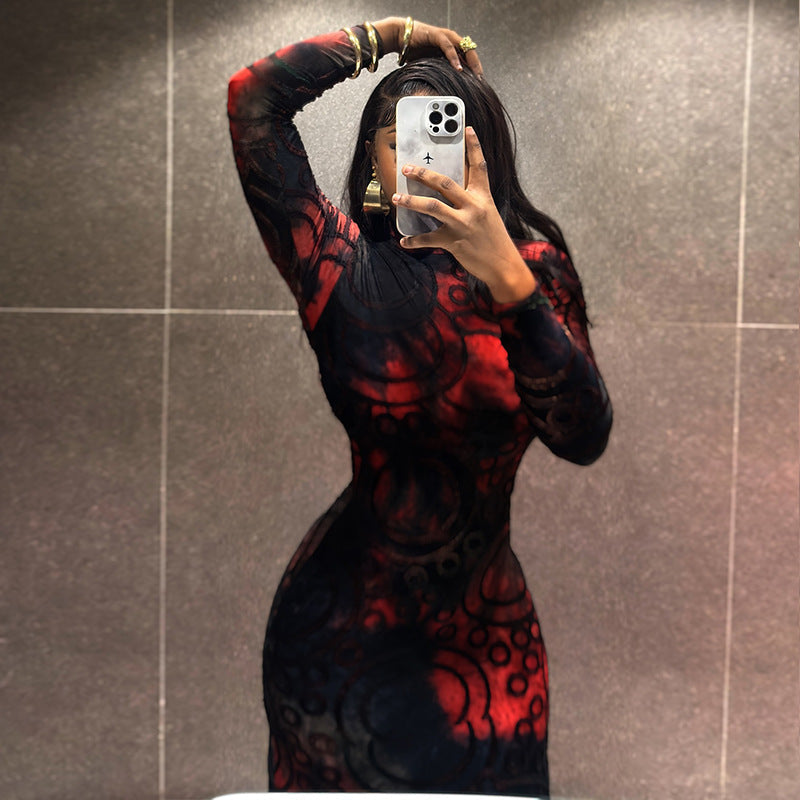 Stand Collar Long Sleeve Waist-trendy Dress LadyShow.Store