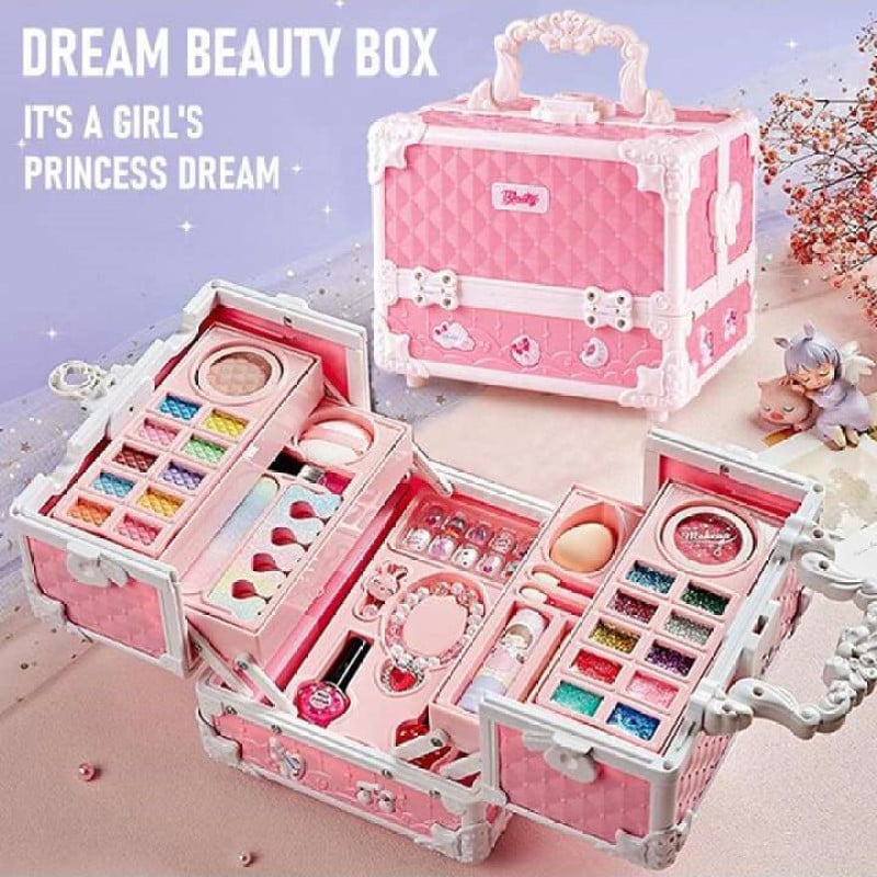 Children's Cosmetics Makeup Set Portable Box Simulation Nail Polish Play House Girl's Birthday Gift LadyShow.Store