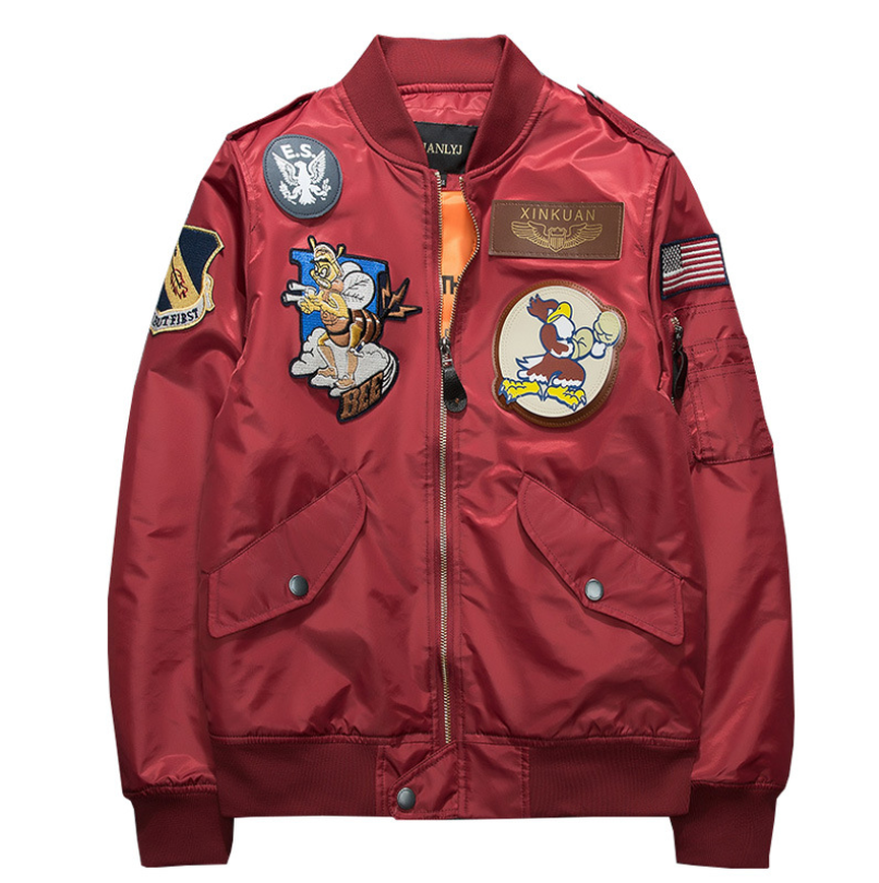 Embroidered Pilot Jacket with Badges - Hip Hop Couples’ Wear Pi-Mart