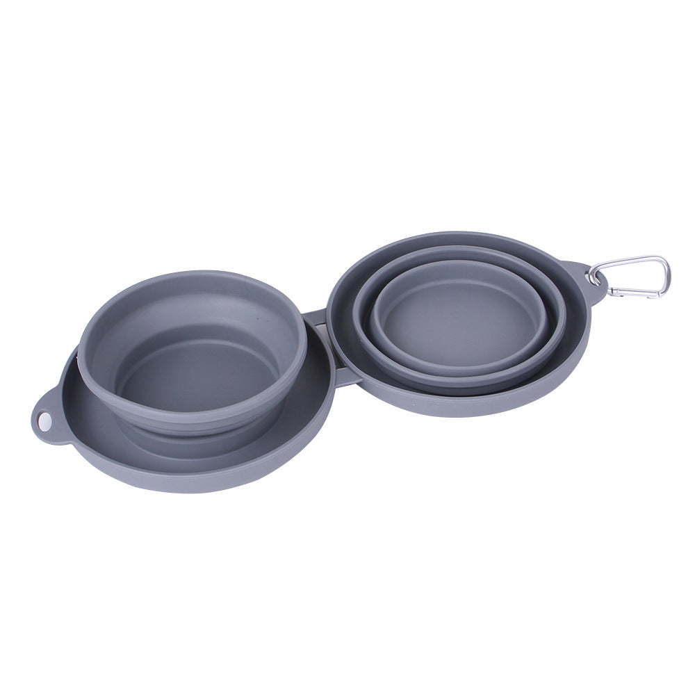 Rubber Foldable Double Bowl Pets Fashion