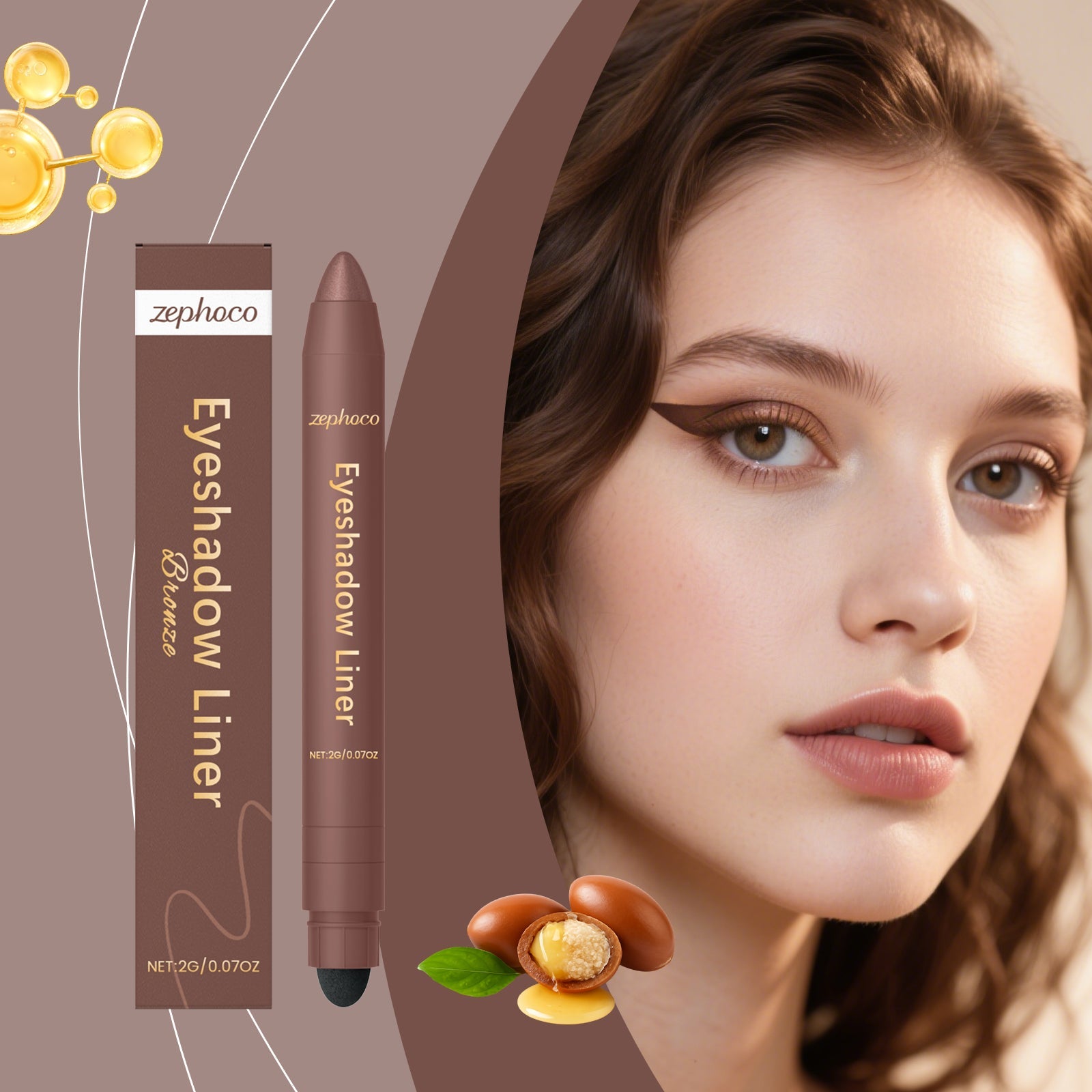 2-in-1 Eyeliner Pen Bronze Tri Light Beauty