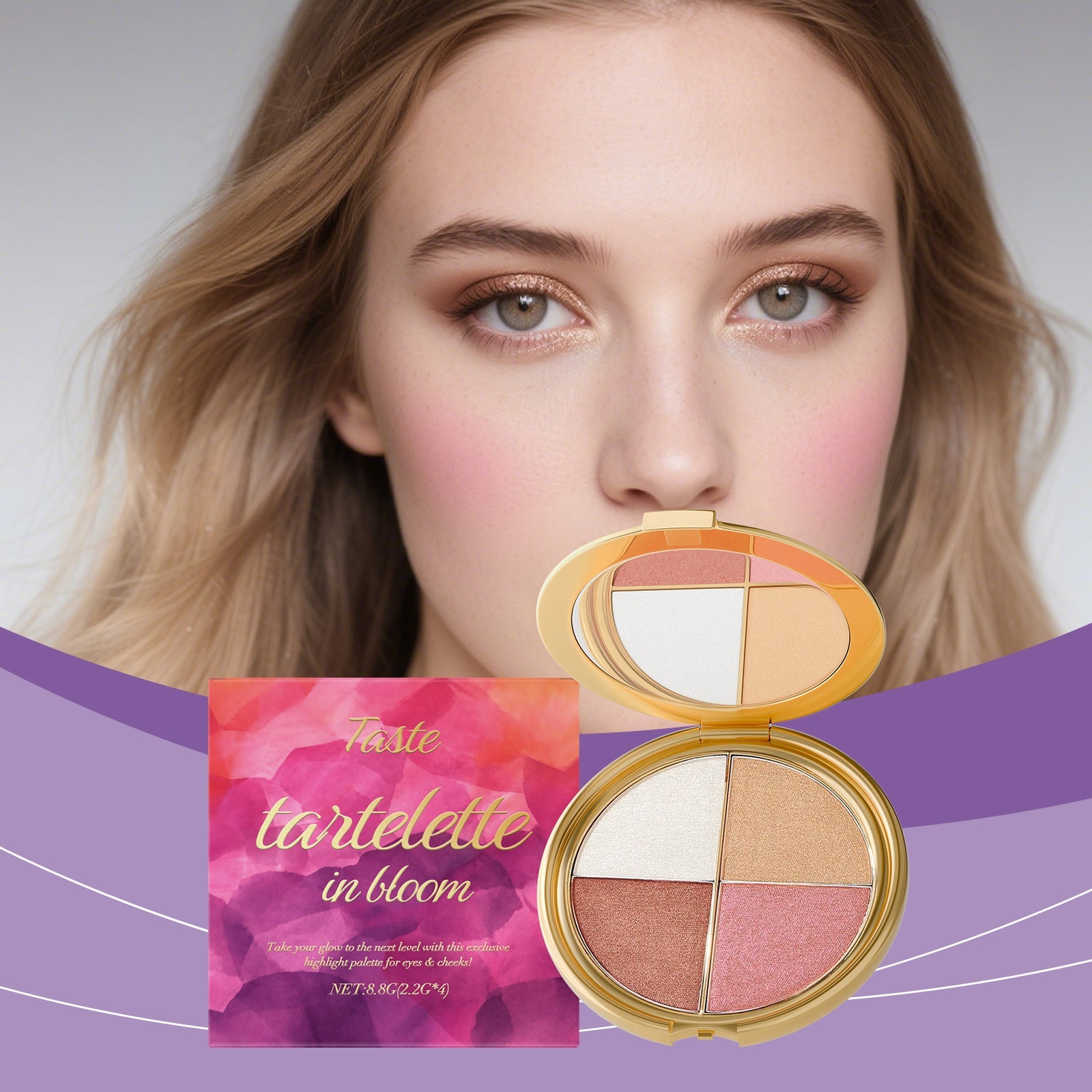 Highlighter Eyeshadow & Blush Palette Tri Light Beauty
