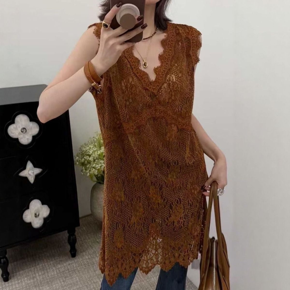Lace Sleeveless Vest Dress Women NorixaFashion.com