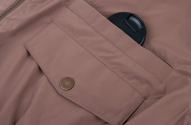American Retro Coffee Color Short Baseball Cotton Coat Women Best YouTube Store