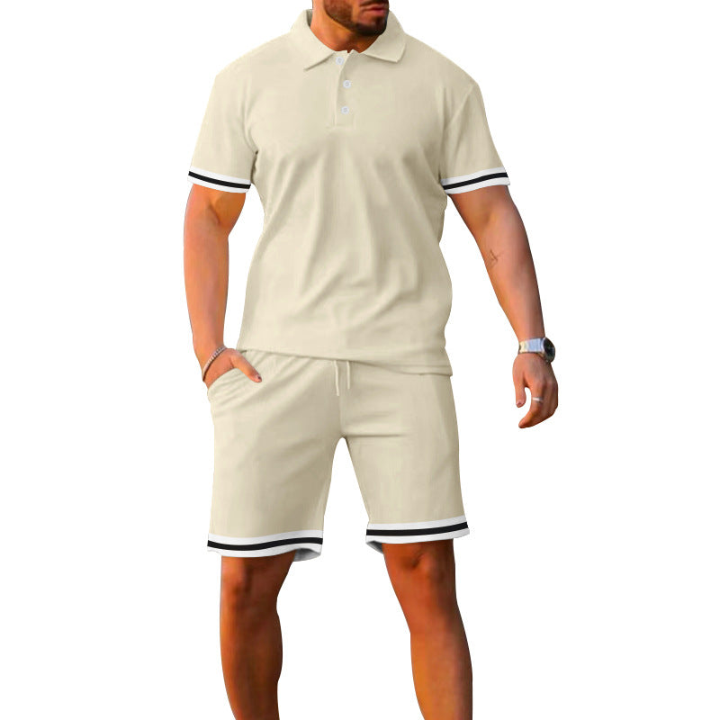 Lapel Short-sleeved Shorts Two-piece Sports And Leisure Men's Suit NorixaFashion.com