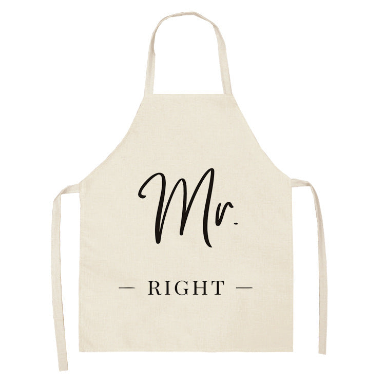 Letter Linen Apron Kitchen Stain-resistant Sleeveless Coverall PearlNestDecor.com