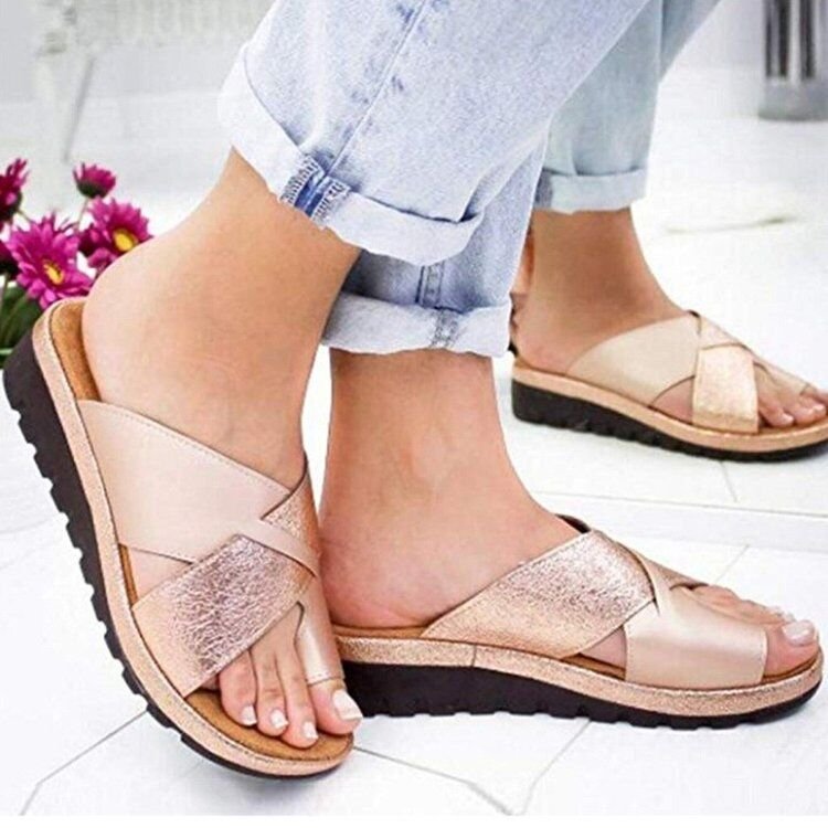 Solid Color Set Toe Beach Slippers Women's Summer Outdoor Sandals And Slippers LadyShow.Store