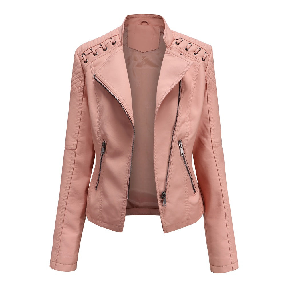 Slim Fit Thin Leather Coat Women's Motorcycle Clothing Best YouTube Store