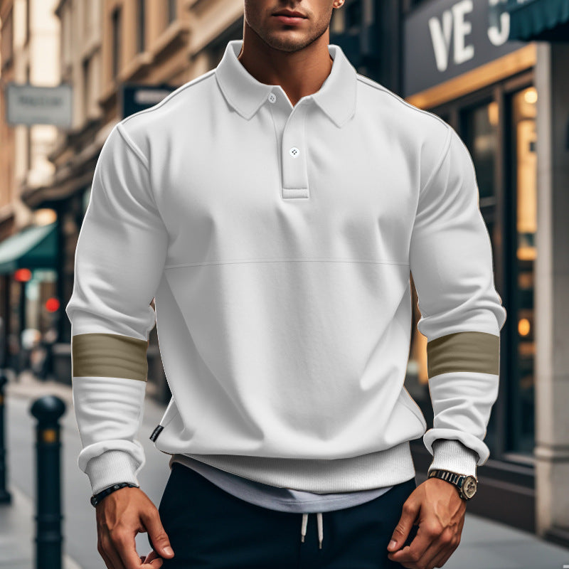 Fashion Long-sleeved Lapel Polo Shirt With Button Men's Loose Casual Sports Top Fall Spring Clothing LadyShow.Store