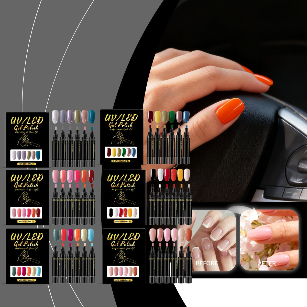 Nail Polish Pen 6pc 1box Tri Light Beauty