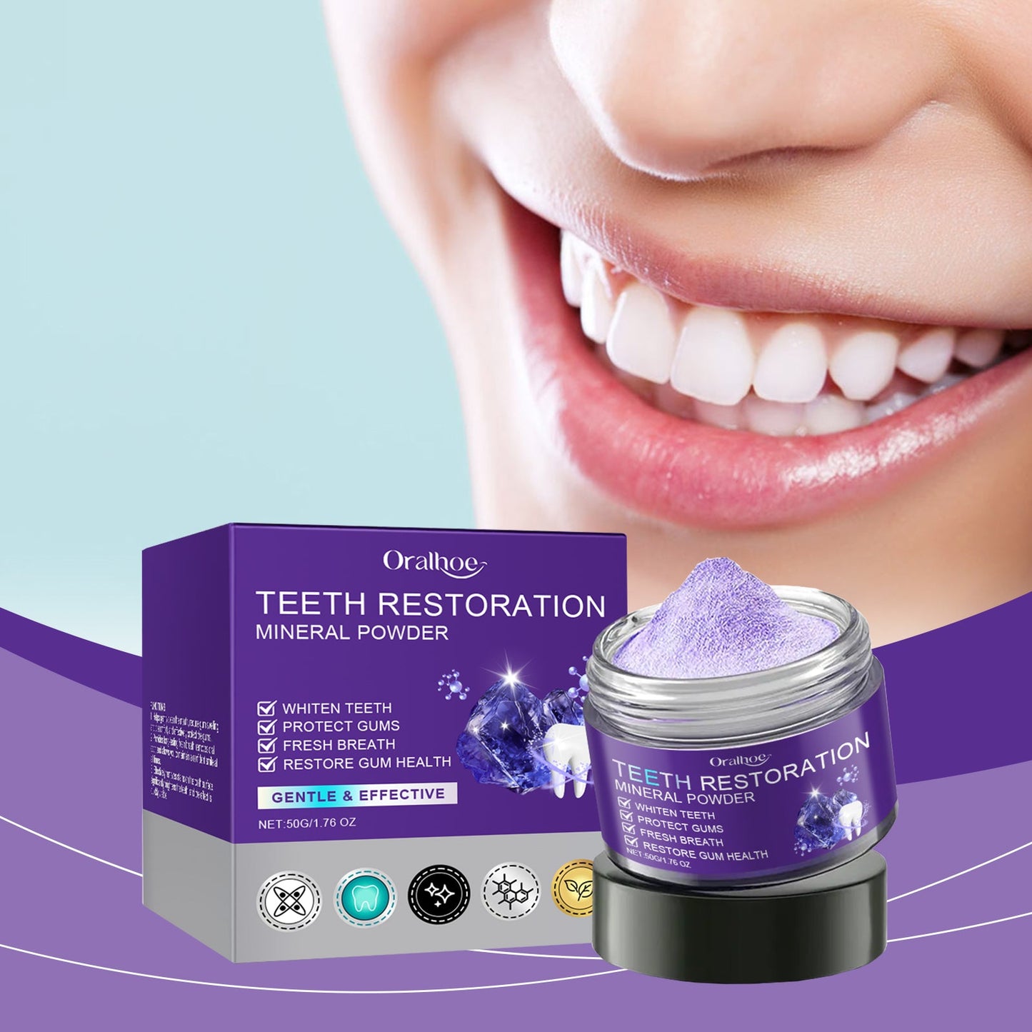 Purple Whitening Tooth Powder 50g Tri Light Beauty