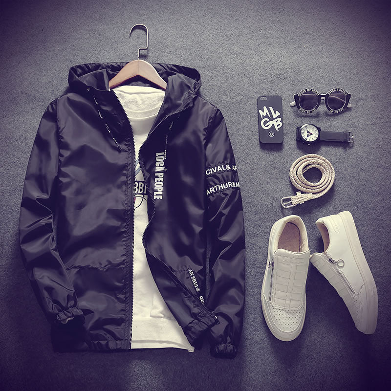 Men's Lettered Hooded Jacket Pi-Mart