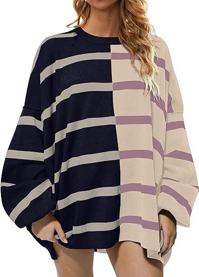 Striped Knitted Long-sleeved Sweater For Women NorixaFashion.com