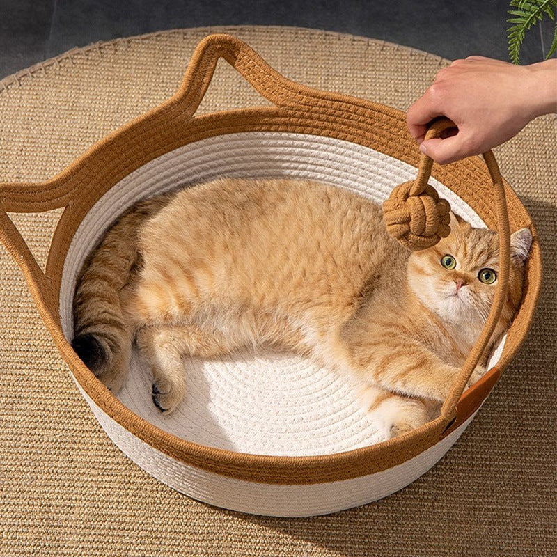 Coarse Linen Rattan Woven Four Seasons Universal Summer Cat Nest Pets Fashion