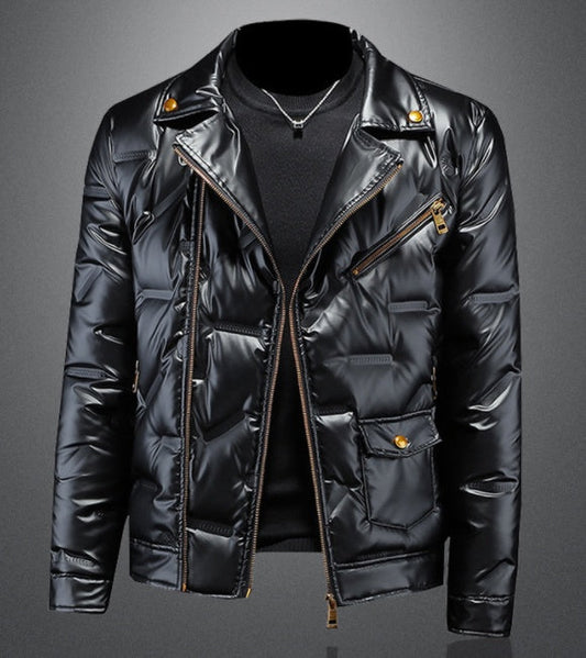 White Duck Down Shiny Suit Collar Men's Down Jacket LuxuryLifeWay Online Store