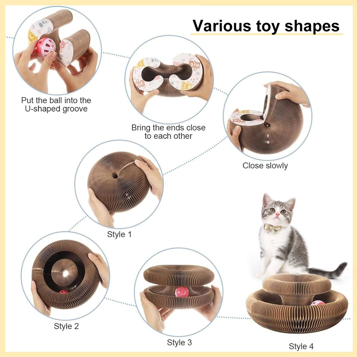 Cat Accordion Cat Toy Kitty Kurlz Cat Toy Ball Scratch Pad Magic Organ Cat Scratching Board Cat Scratcher Pets Fashion