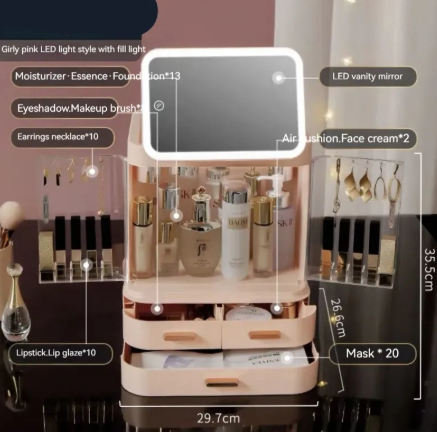 Lighted Mirror Makeup Storage Box LadyShow.Store