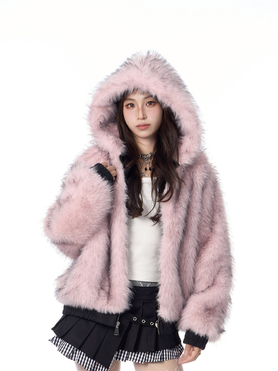 Vintage Plush Hooded Reversible Cotton-padded Coat Best YouTube Store