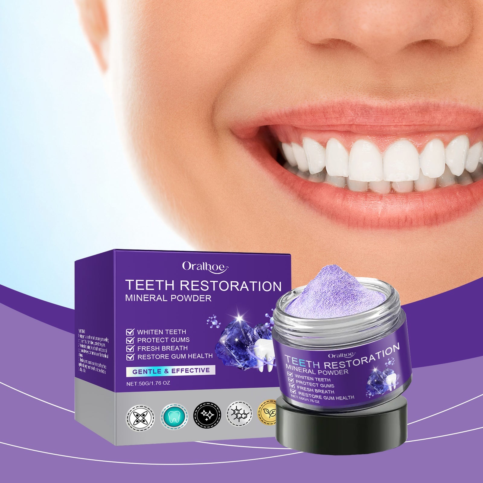 Purple Whitening Tooth Powder 50g Tri Light Beauty