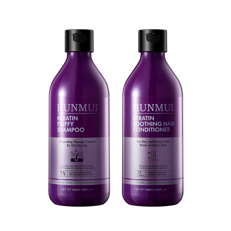 HUNMUI Keratin Hair Conditioner And Shampoo 400ml Tri Light Beauty