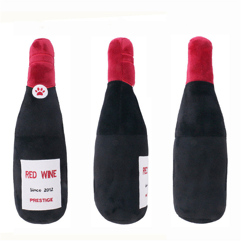 Pet Cats And Dogs Vocal Toys Plush Wine Bottle Chewing Teeth Stick Donut Small Pets Fashion