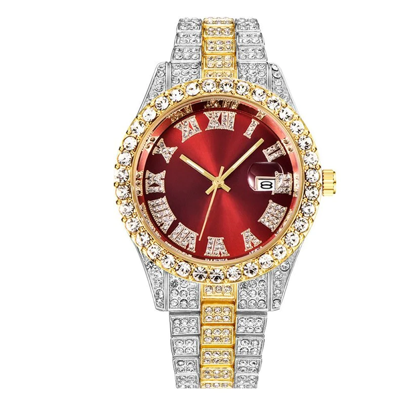 Steel Band Quartz Watch Full Diamond With Calendar CJD2