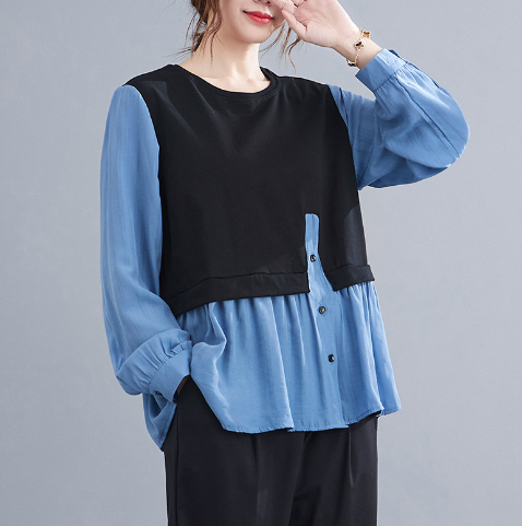 Large Women's Loose Slim Long Sleeve T-Shirt Pi-Mart