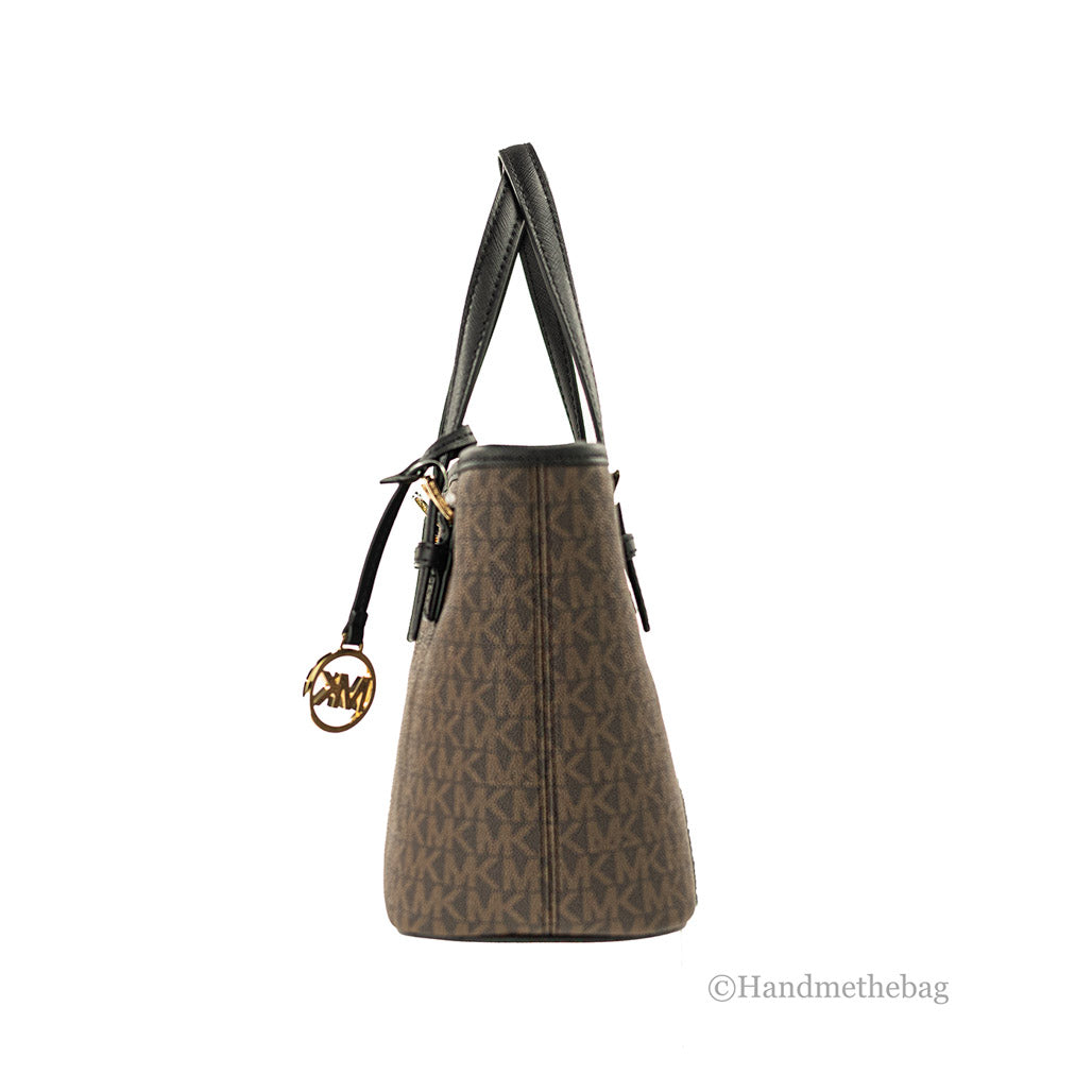 Michael Kors XS Brown Black Carryall Tote Convertible Bag LadyShow.Store