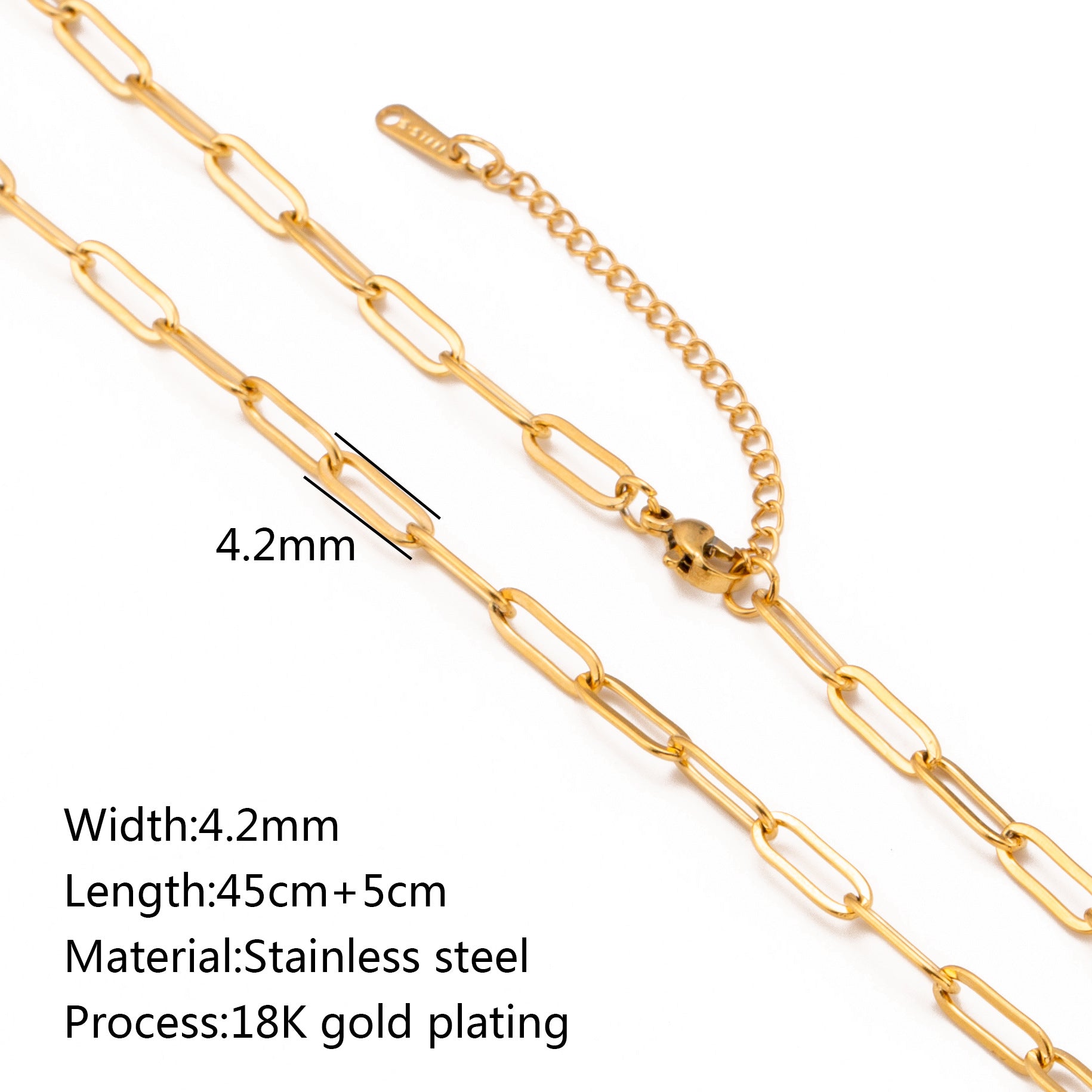 Stainless Steel Vacuum Vapor Plating 18K Gold Color Protection Lip Chain Accessories CJD