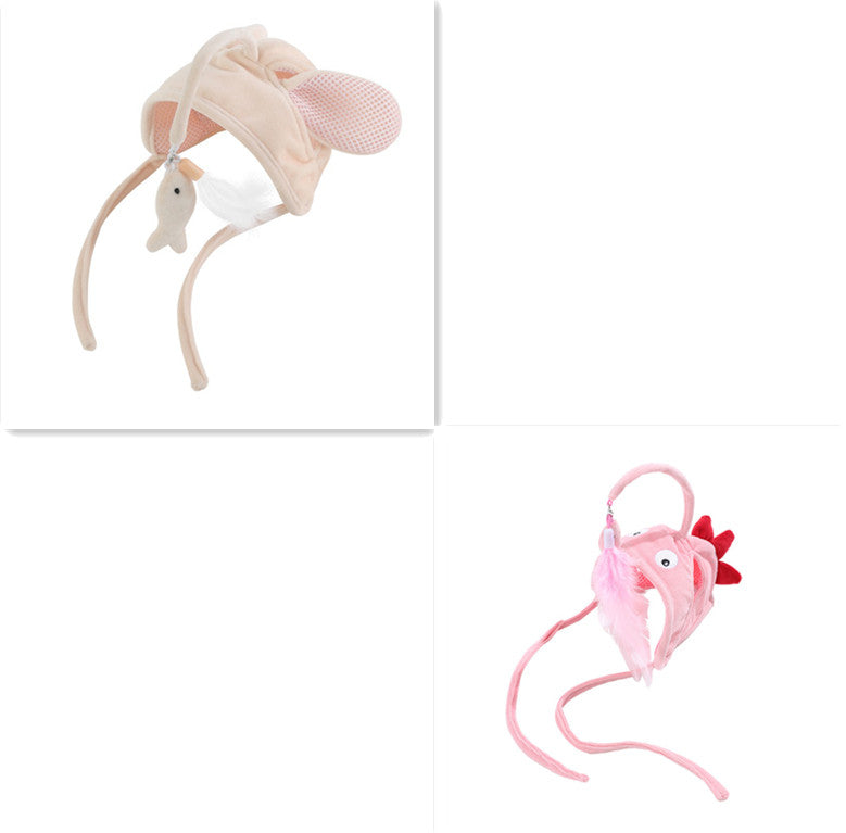 New Head Wearing Feather Funny Cat Stick Funny Cat Toy Stick Gray Big Eye Pet Toys Pet Products Pets Fashion