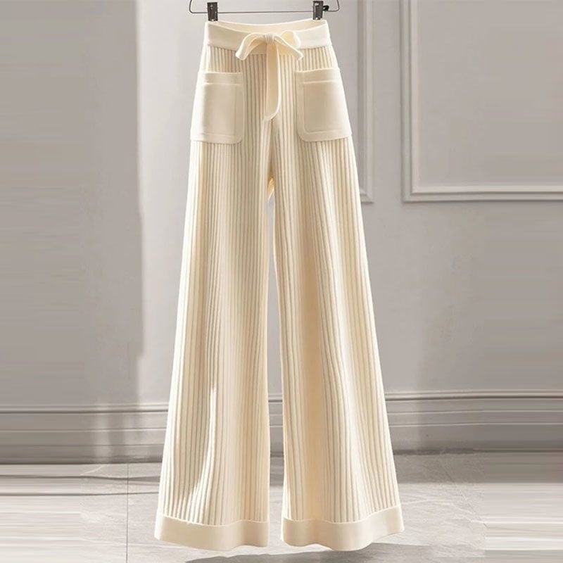 Women's Elegant, Soft And Versatile Knitted Top With Casual Straight-leg Pants LadyShow.Store