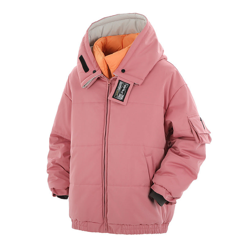 New Fake Two-piece Stand Collar Hooded Cotton Coat Jacket Men Best YouTube Store