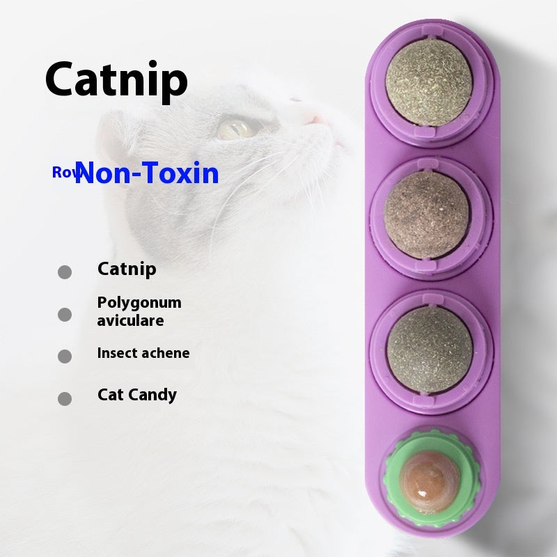 4 In 1 Rotating Catnip Silver Vine Ball Teeth Cleaning Acne Prevention Digestive Health Wall Stick On Toy Edible Safe Material Pets Fashion