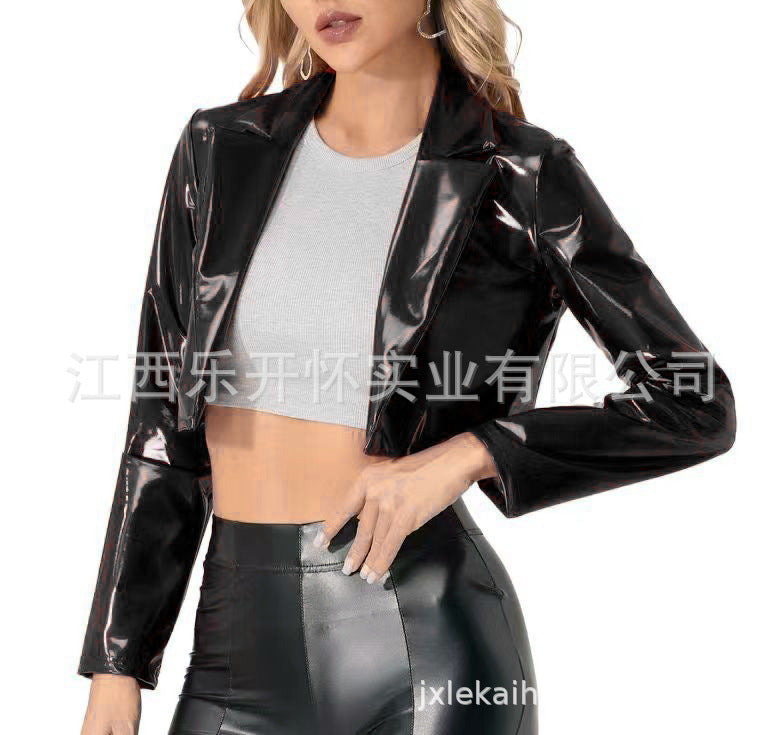 European And American Jacket Short Motorcycle Midriff Outfit Coat LadyShow.Store
