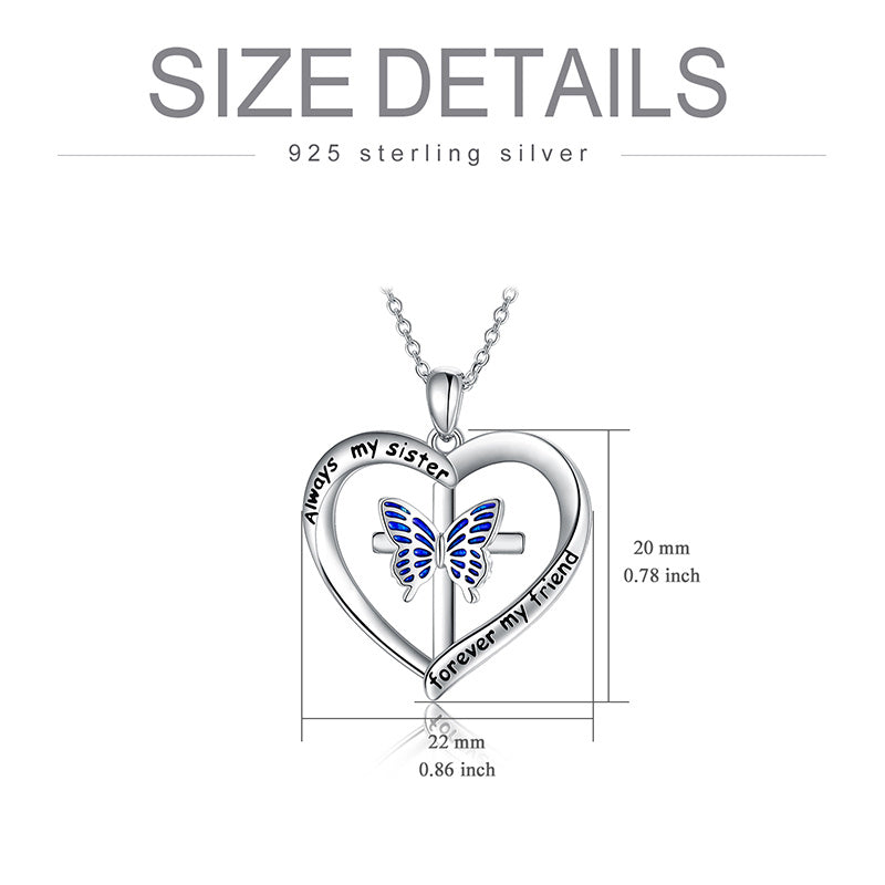 Butterfly Heart Pendant Necklace in White Gold Plated Sterling Silver LadyShow.Store